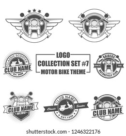 Icon, badge, emblem and logo template design with motorbike theme