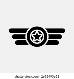 Icon badge. Military and war elements. Icon in glyph style.