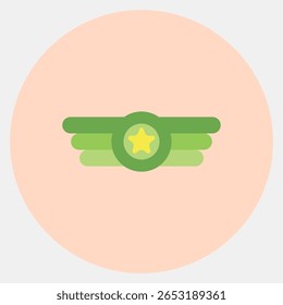 Icon badge. Military and war elements. Icon in color mate style.