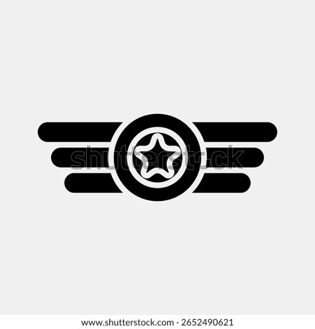 Icon badge. Military and war elements. Icon in glyph style.