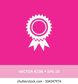 Icon of Badge on Magenta Color Background. Eps-10.