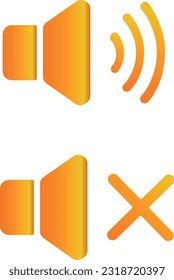 Symbol oder Abzeichen, orange mit Farbverlauf. Audiomodus, Ein- und Aus. Vektorgrafik.