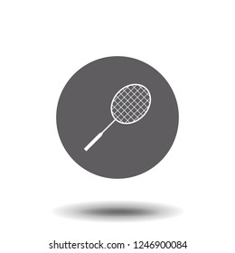 Icon badminton. Badminton racket. Icon black on a white background. Sports equipment. Vector illustration.