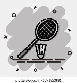 Icon badminton. Sports elements. Icon in comic style.