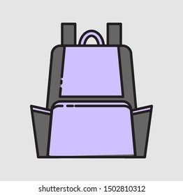 Icon bag school. Icon flat style. vector illustration flat design. isolated on gray background