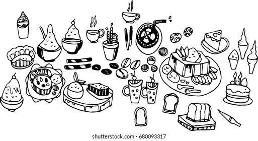 the icon of bakery in the coffee cafe.
Icons that show in your coffee shop wall with concept of coffee.