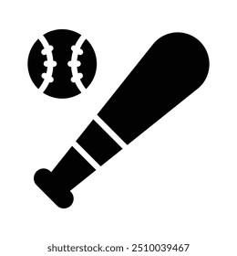Un icono de la pelota con el bate que denota el icono del concepto del béisbol
