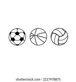 Icon Ball of football, basketball, volleyball. Good for children's books, banner, poster, etc.