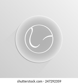 icon ball tennis on a white button with shadow