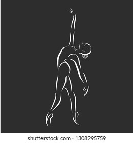 Icon ballerina in a linear style. Black and white illustration