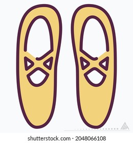 Icon Ballet Shoes - Line Cut Style - Simple Illustration, Editable Stroke, Design Template Vector, Good For Prints, Posters, Advertisements, Announcements, Info Graphics, Etc.