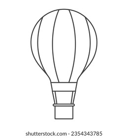 Icono del avión de balón. Transporte en globo aerostático con cabina y canasta, transporte aéreo antiguo, icono de vuelo en avión. globo de aire caliente e icono de ilustración de globo vectorial