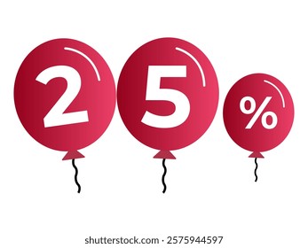 Icon balloons 25% on white background
3d balloons with percentage discounts, promotions, sale