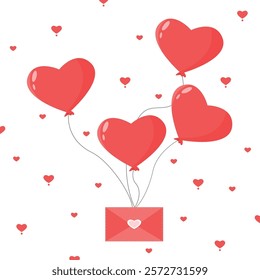 Icon of balloons with love letter. Declaration of love. Valentine's day, wedding, romance.