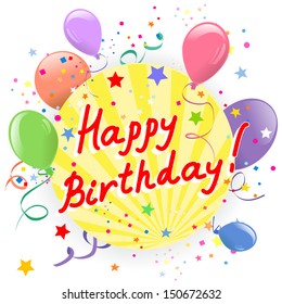 icon with balloons and ribbons. vector illustration