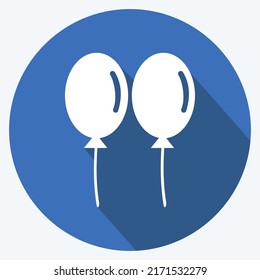 Icon Balloons. suitable for Wedding symbol. long shadow style. simple design editable. design template vector. simple symbol illustration