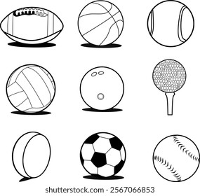 icon Ball's design, with various design shapes, with a hand drawn black outline style