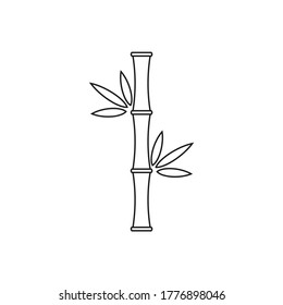 Icon of bamboo tree with leaves. Vector symbol, logo in line style.