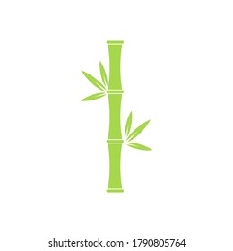 Icono del árbol de bambú con hojas. Símbolo vector, logotipo en color verde.