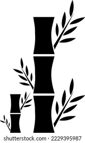 icono vector de bambú con fondo blanco y color negro.eps