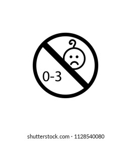 The icon of ban, prohibition, forbiddance Not suitable for children under 3 years. Simple flat icon illustration, vector of Not suitable for children under 3 years for a website or mobile application