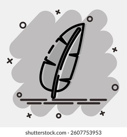 Icon banana. Plant leaves elements. Icon in comic style.