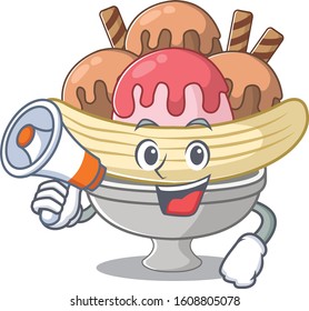An icon of banana split having a megaphone