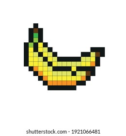 Icon of bananas. Pixel bananas. Mosaic. Simple flat vector illustration on a white background.
