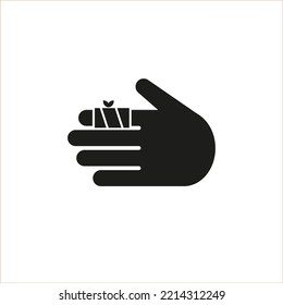 The icon of the bandaged finger. Simple flat vector illustration on a white background.