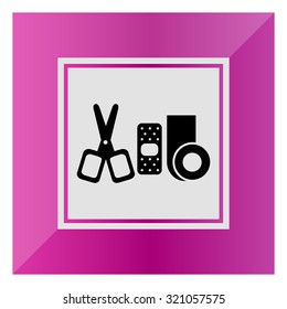 Icon of bandaging materials and scissors
