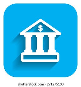 Icon of bank building facade with dollar sign 
