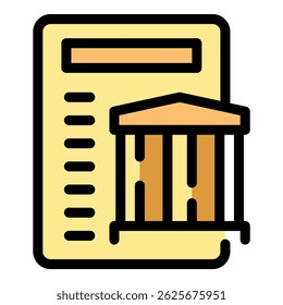 Icon of a bank loan application, symbolizing financial transactions, investments, and borrowing processes