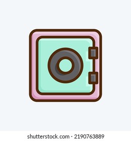 Icon Bank Safe. geeignet für Sicherheitssymbol. Flachstil. einfaches Design bearbeitbar. Designvorlage, Vektor. einfache Abbildung