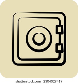 Icon Bank Safe. suitable for Security symbol. hand drawn style. simple design editable. design template