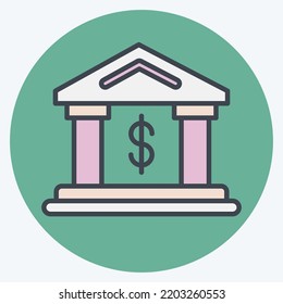 Icon Bank. suitable for education symbol. color mate style. simple design editable. design template vector. simple illustration