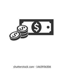 icon Banknote and coin illustration isolated sign symbol for web, modern minimalistic flat design vector on white background. Business