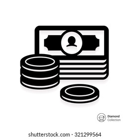 Icon of banknote and coin stacks 
