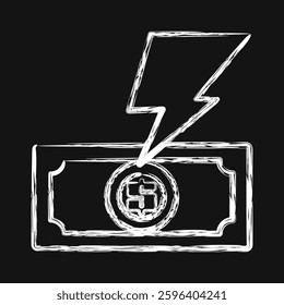 Icon bankruptcy. Economy elements. Icon in chalk style.
