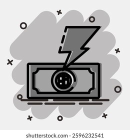 Icon bankruptcy. Economy elements. Icon in comic style.