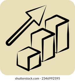 Icon Bar Chart. related to 3D Visualization symbol. hand drawn style. simple design editable. simple illustration