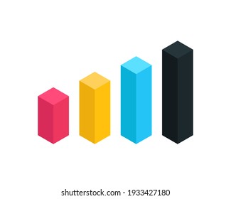 Icon bar chart single icon simple graphic designs . Colourful chart bar icon isolated on white.