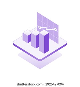 Gráfico de barra de iconos, infografía de diseño isométrico