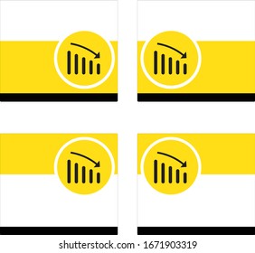 icon BAR on yellow white and black frame, icon chart in right or left position, 