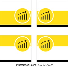 icon BAR is UP on yellow white and black frame, icon chart in right or left position, focus in Foreign direct investment