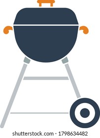 Icon Of Barbecue. Flat Color Design. Vector Illustration.