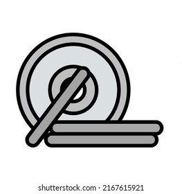 Icon Of Barbell Disks. Editable Bold Outline With Color Fill Design. Vector Illustration.