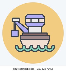 Icon Barge. related to Vehicle symbol. color mate style. editable