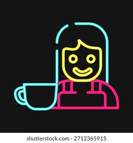 Ícone barista. Elementos de cafeteria. Ícone em estilo neon.