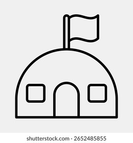 Icon barracks. Military and war elements. Icon in line style.