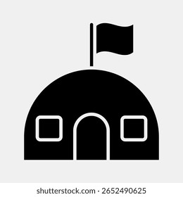 Icon barracks. Military and war elements. Icon in glyph style.
